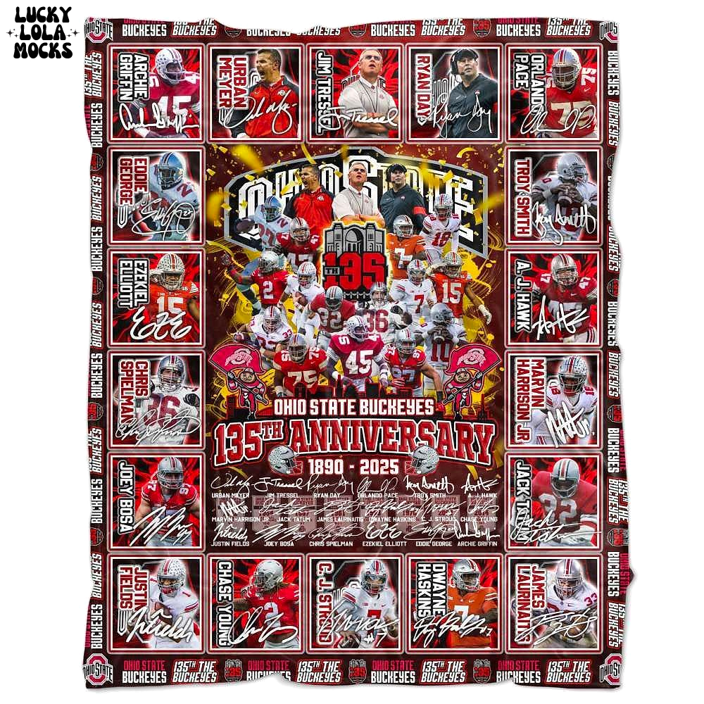 The Buckeyes 135th Anniversary 1890-2025 Sherpa Fleece Blanket The Buckeyes 135th Anniversary 1890-2025 Sherpa Fleece Blanket