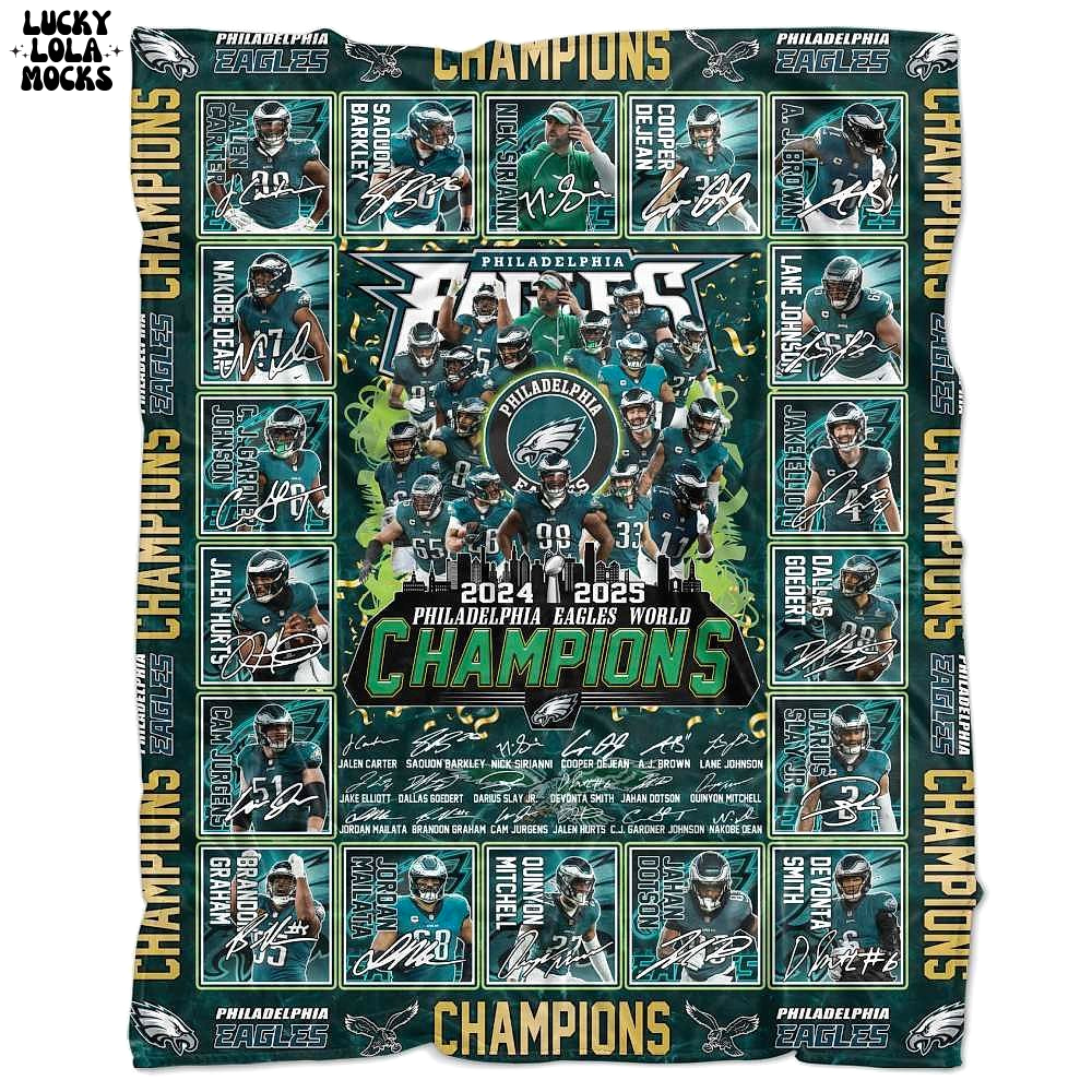 The Eagles World Champs 2025 For Fans Fleece Blanket The Eagles World Champs 2025 For Fans Fleece Blanket