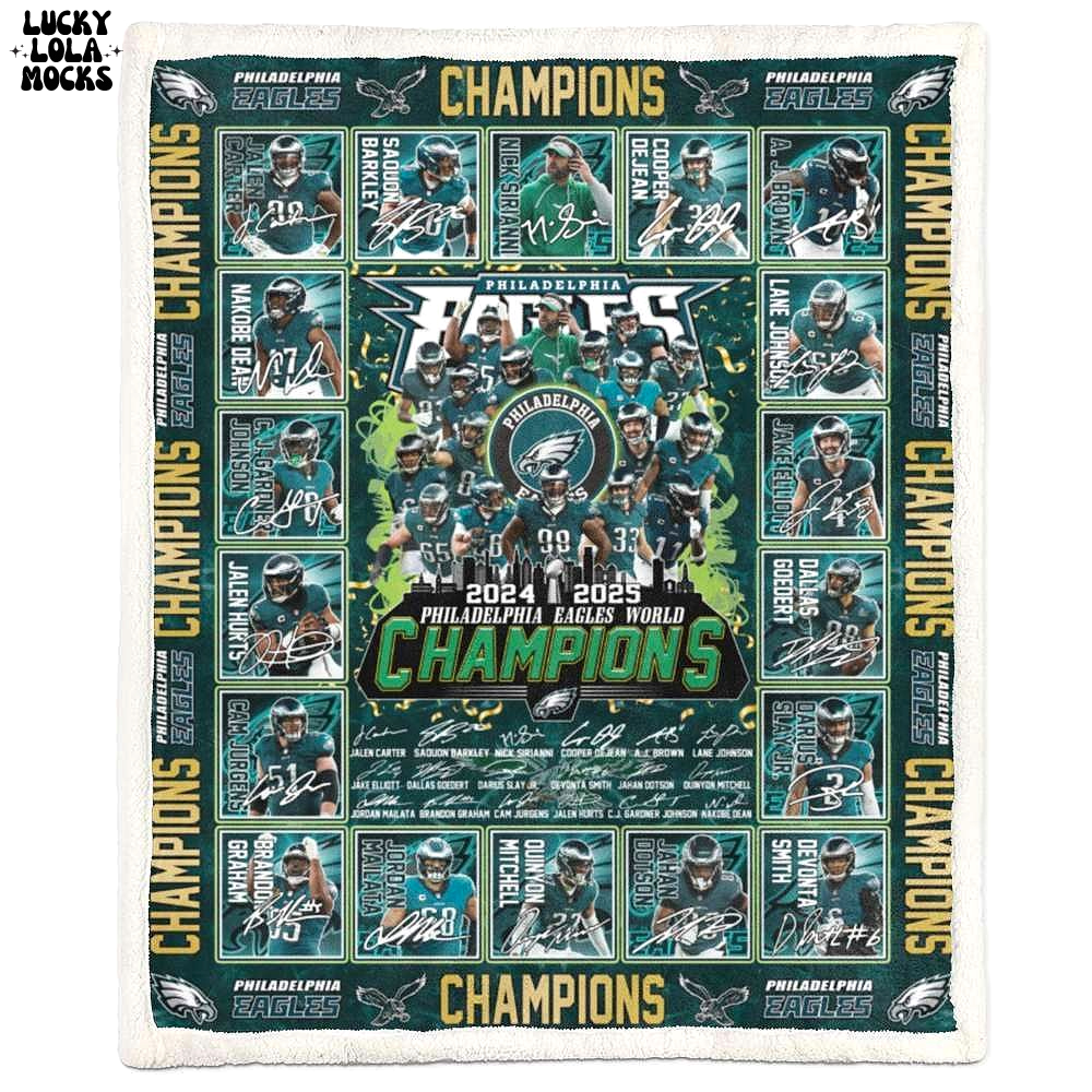 The Eagles World Champs 2025 For Fans Fleece Blanket The Eagles World Champs 2025 For Fans Fleece Blanket