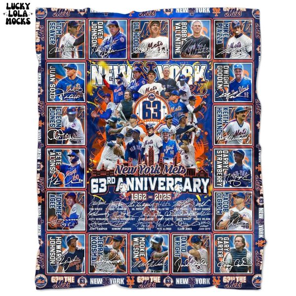 The Mets 63rd Anniversary 1962-2025 Premium Sherpa Fleece Blanket