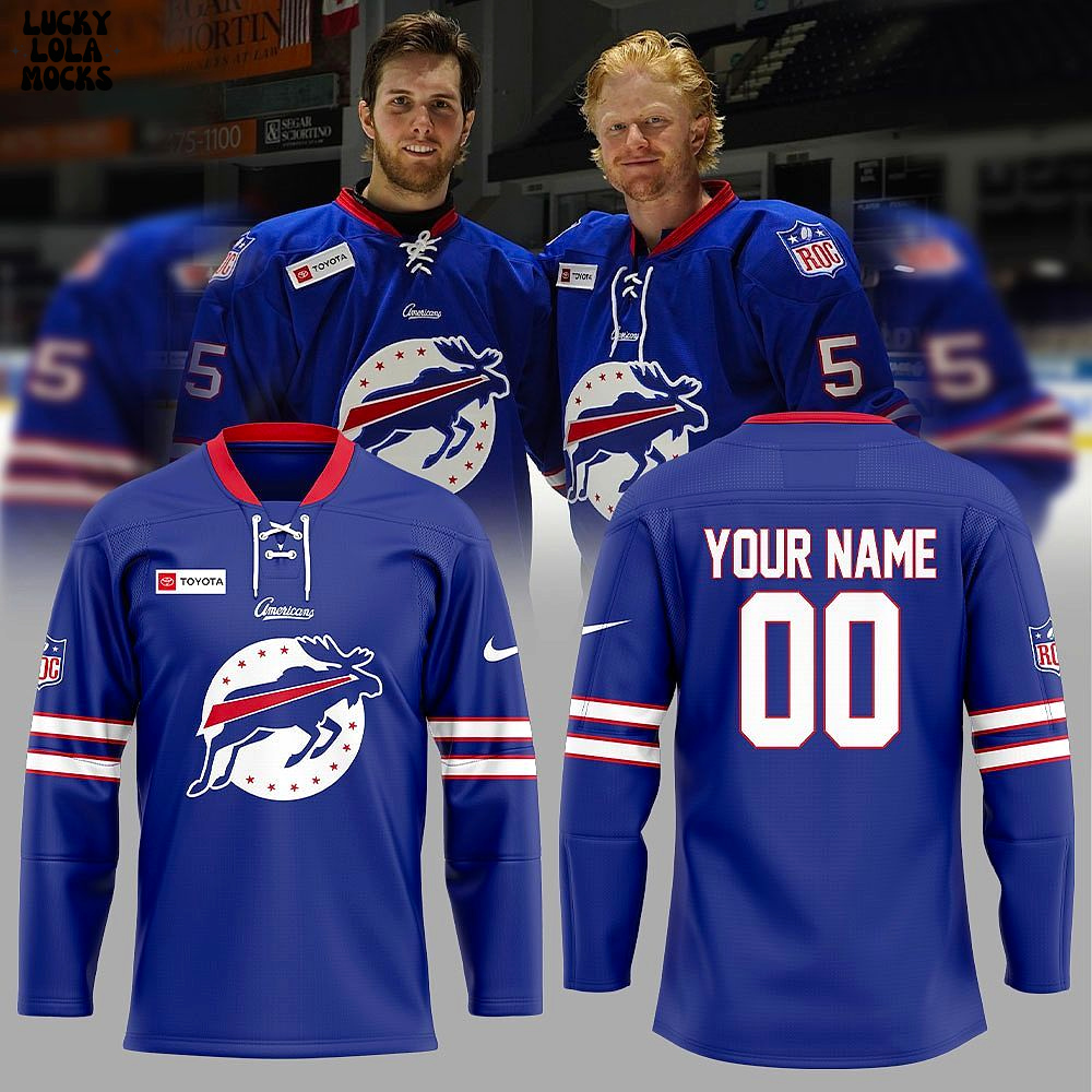 Rochester Americans Bills Day Uniform 2025 Custom Name Hockey Jersey Rochester Americans Bills Day Uniform 2025 Custom Name Hockey Jersey