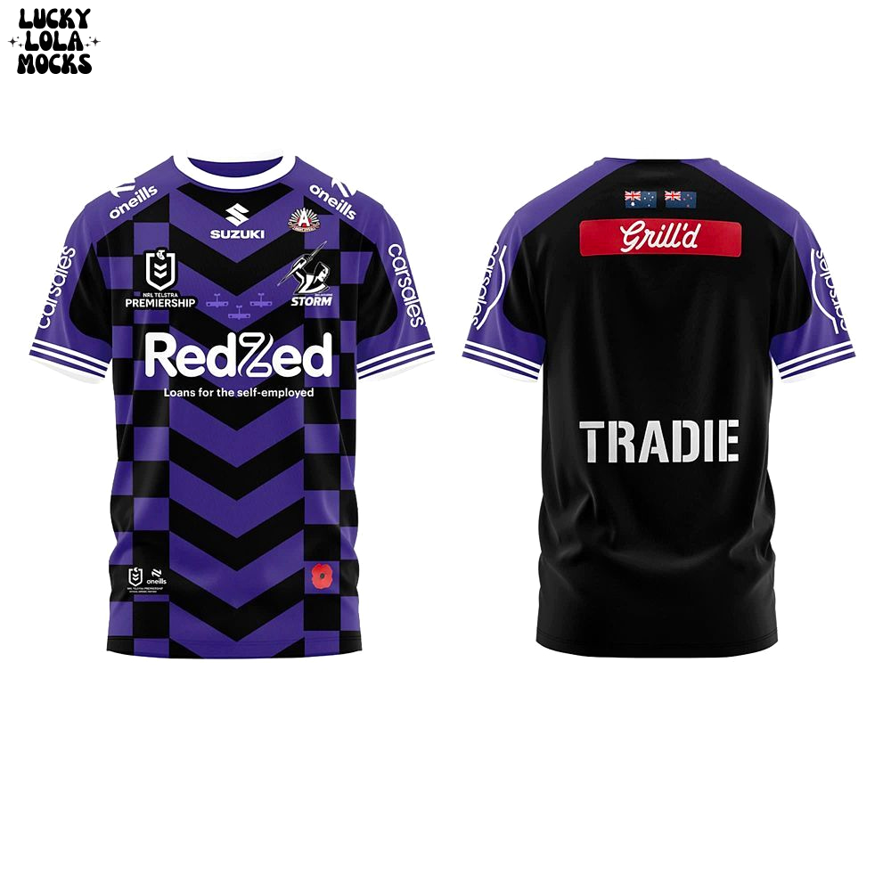 Melbourne Storm AnZac 2025 Premium 3D T-Shirt Melbourne Storm AnZac 2025 Premium 3D T-Shirt