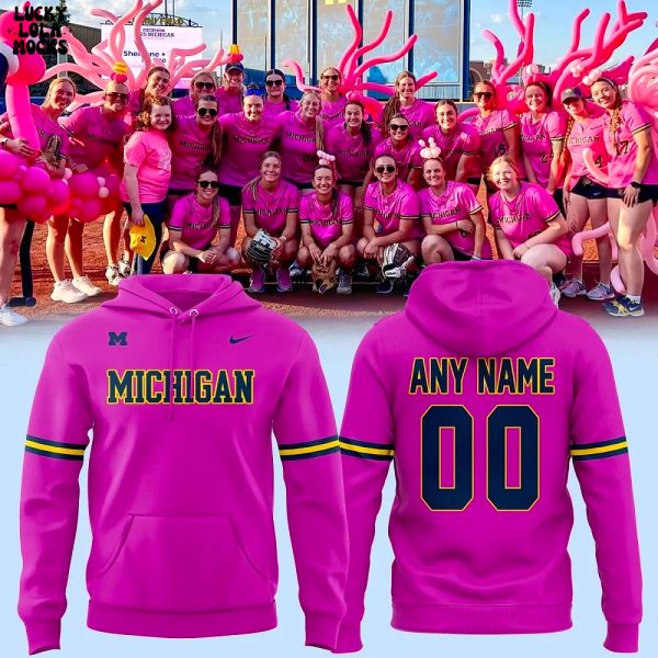 Michigan Wolverines Softball 2025 Pink Hoodie
