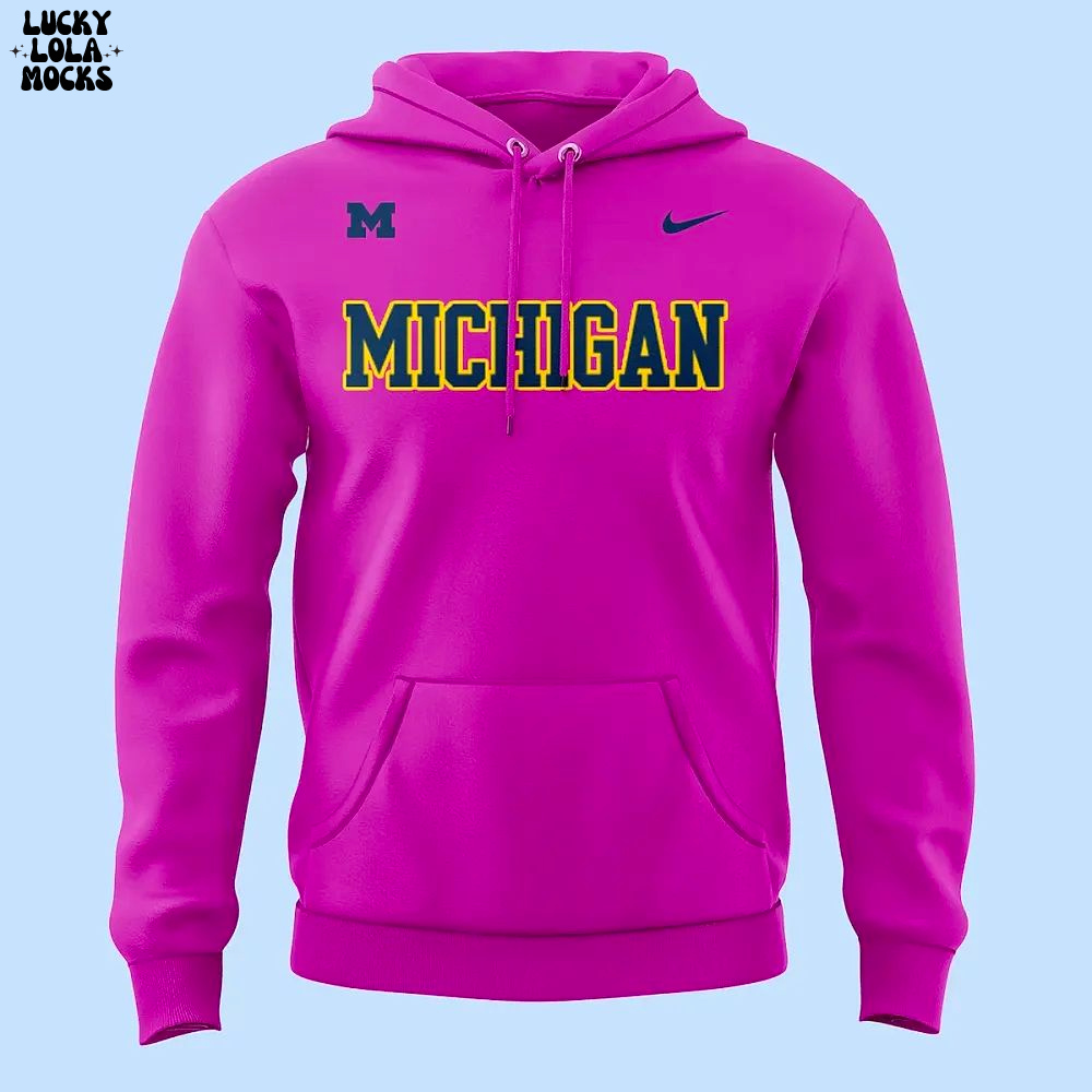Michigan Wolverines Softball 2025 Pink Hoodie Michigan Wolverines Softball 2025 Pink Hoodie