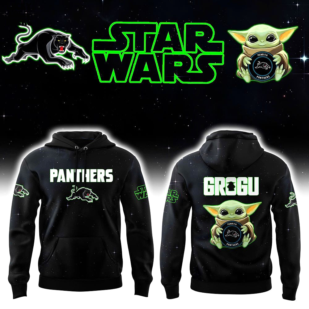 Penrith Panthers x Grogu Star Wars 2025 Hoodie Penrith Panthers x Grogu Star Wars 2025 Hoodie