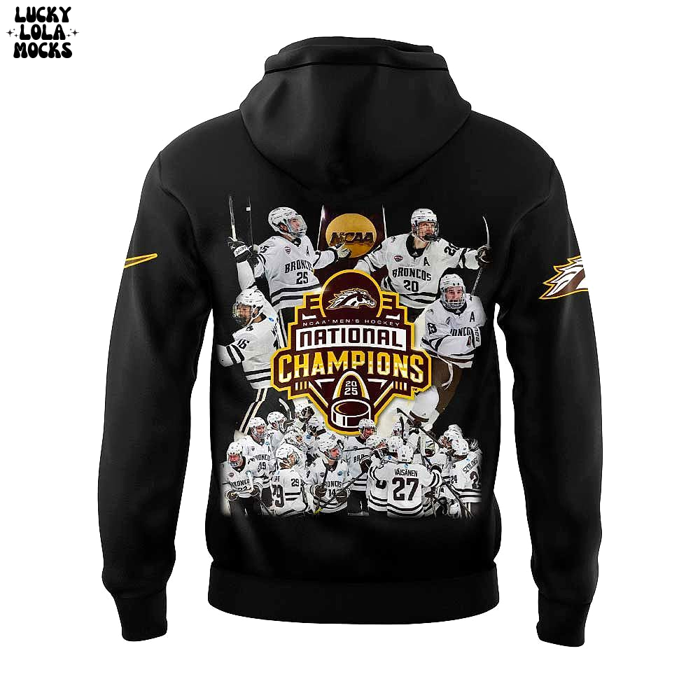 Western Michigan Hockey National Champions 2025 Premium Black Hoodie Western Michigan Hockey National Champions 2025 Premium Black Hoodie